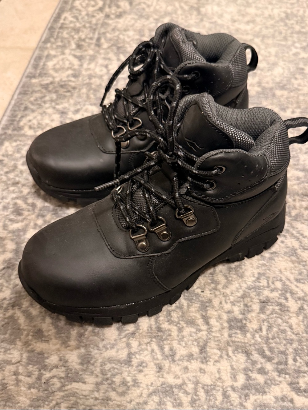 Kids Deer Stags Black Lace-Up Outdoor Boots